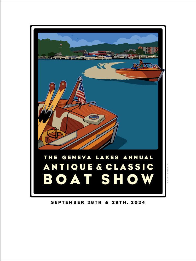 0 0 2024 Geneva Lake Antique & Classic Boat Show 18x24 Offset Print