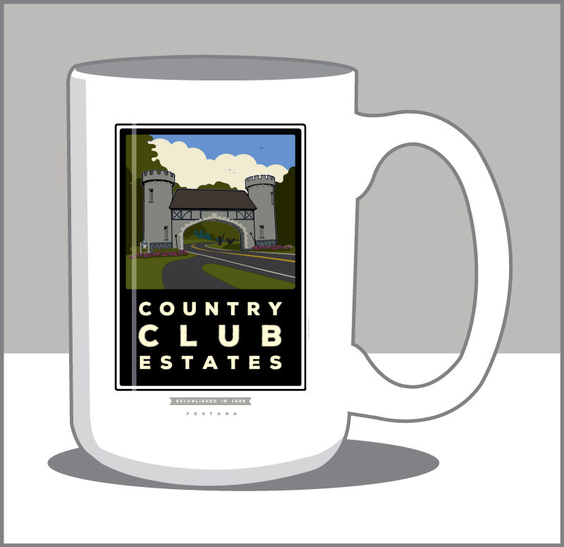 Country Club Estates 15 oz Coffee Mug- Coffee Time then Tee Time