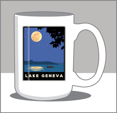 Lake Geneva Moonlight Cruise 15 oz Coffee Mug
