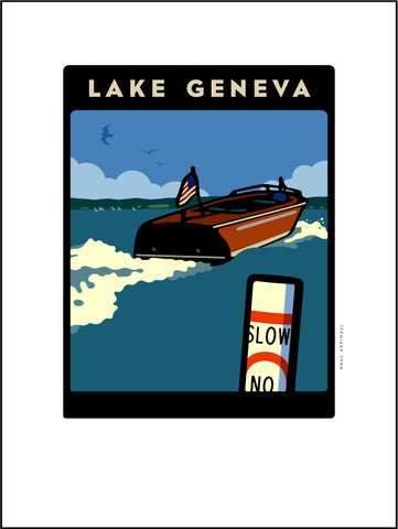 000 Lake Geneva Wooden Boat Digital Studio Print