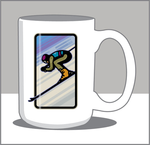 Downhill Skier; It's All Downhill from Here 15 oz Coffee Mug