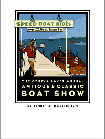 Lake Geneva Antique & Classic Boat Show Offset Print 2014