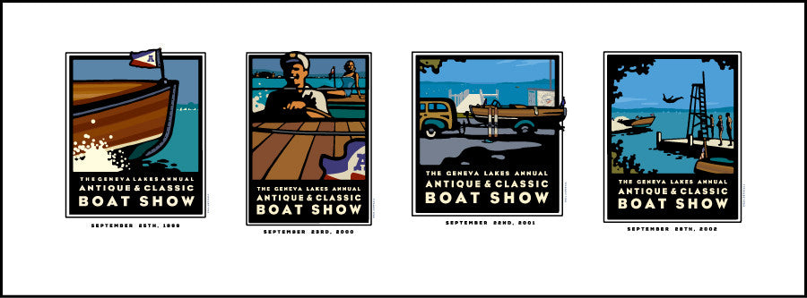 First Four Classic Lake Geneva Boat Show Posters Digital Studio Print 21x8